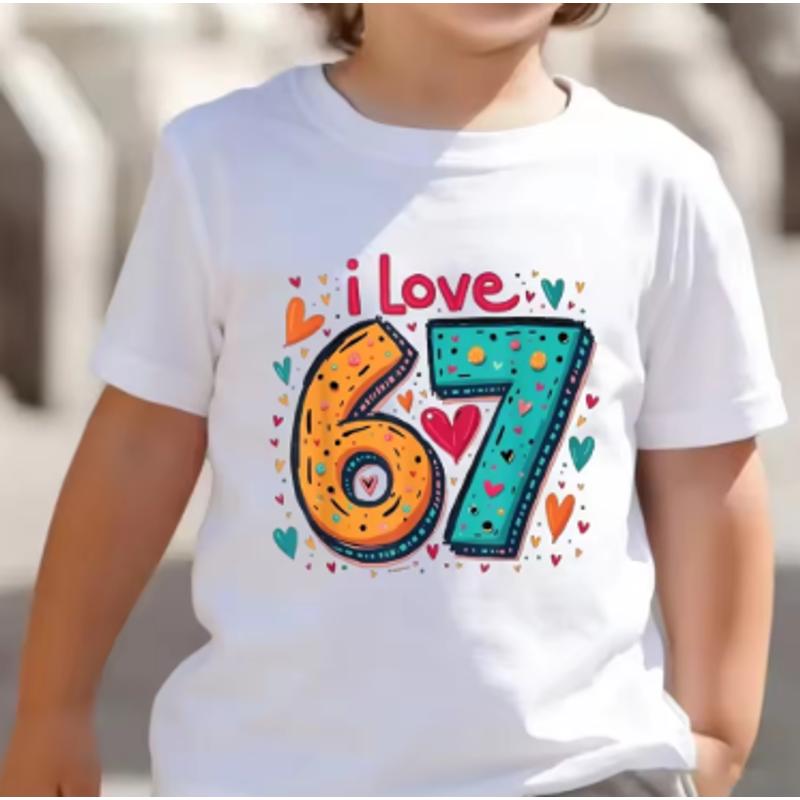 Kids 67 Themed Colorful Print TShirt Soft Cotton Fabric Breathable and Comfortable Ideal for Toddlers and Childrendf0382