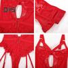 Women Sexy Bodysuit with Thigh Rings Backless Sleeveless Hollow Out Thin See-through Lace Flower Embroidery Spaghetti Strap Skinny Lady Wedding Night