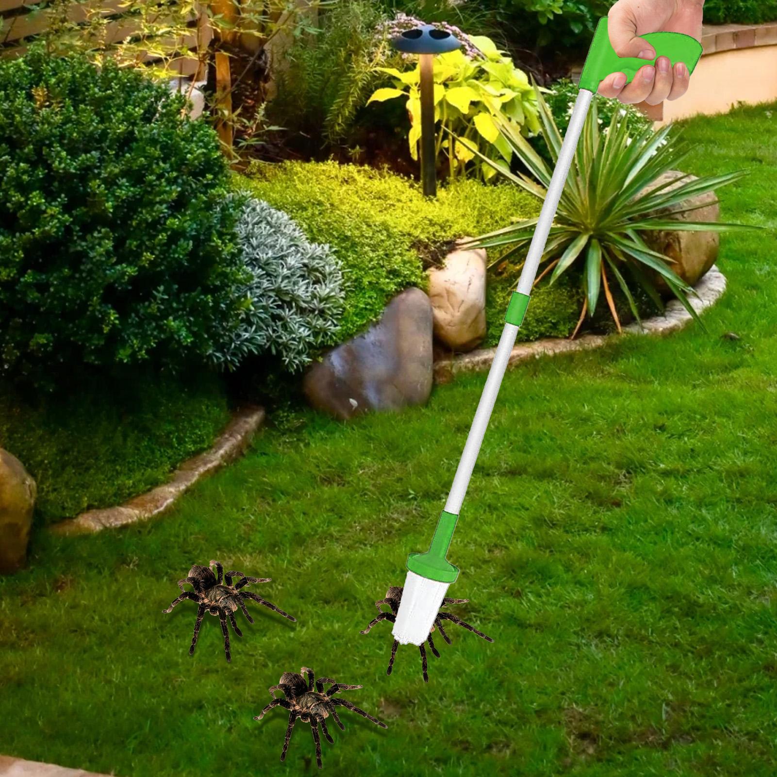 Long Handle Spider Catcher & Cockroach Grabber Tool, Folding Bug Trap, Safe Insect Pick Up Tool for Family Home Outdoor Use verde