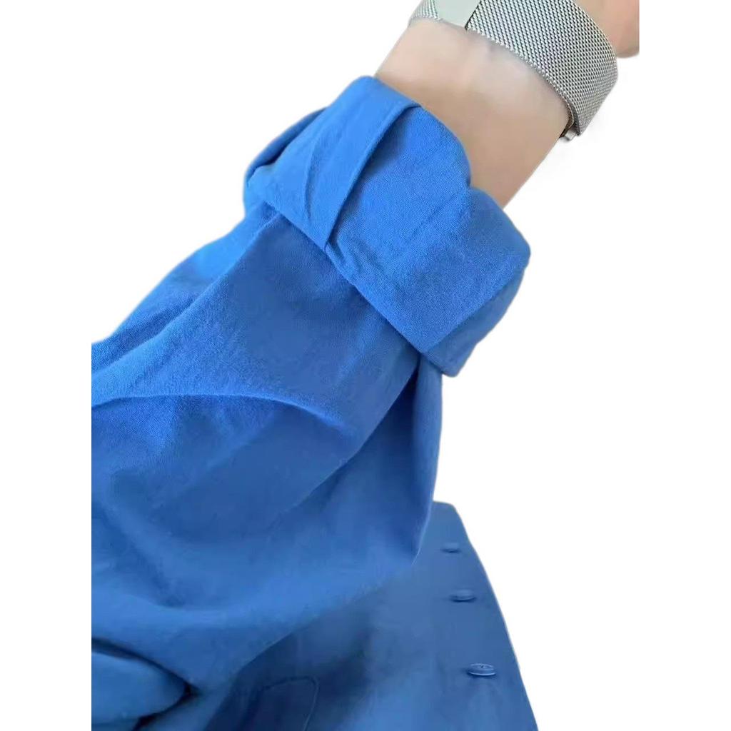 Plus Size Casual Long-Sleeve Plain Shirt for Spring and Autumn