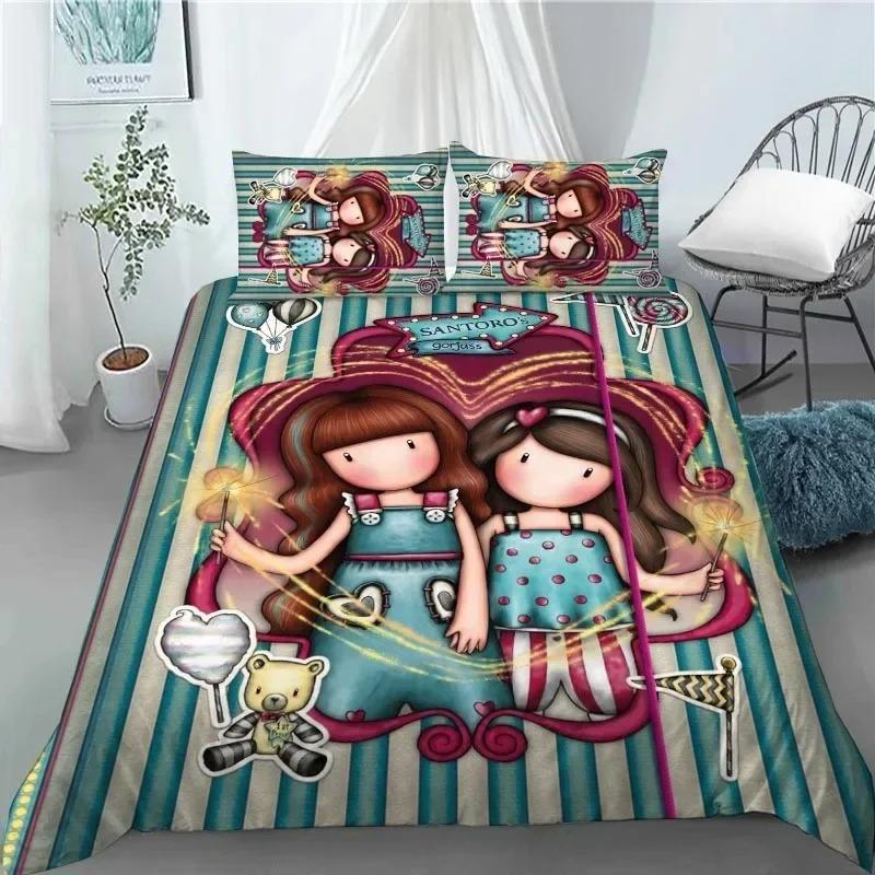 Santoro Gorjuss Anime Bella Ragazza Set Biancheria da Letto Camera da Letto Morbido Moderno Copriletto Copripiumino CopertaFedera
