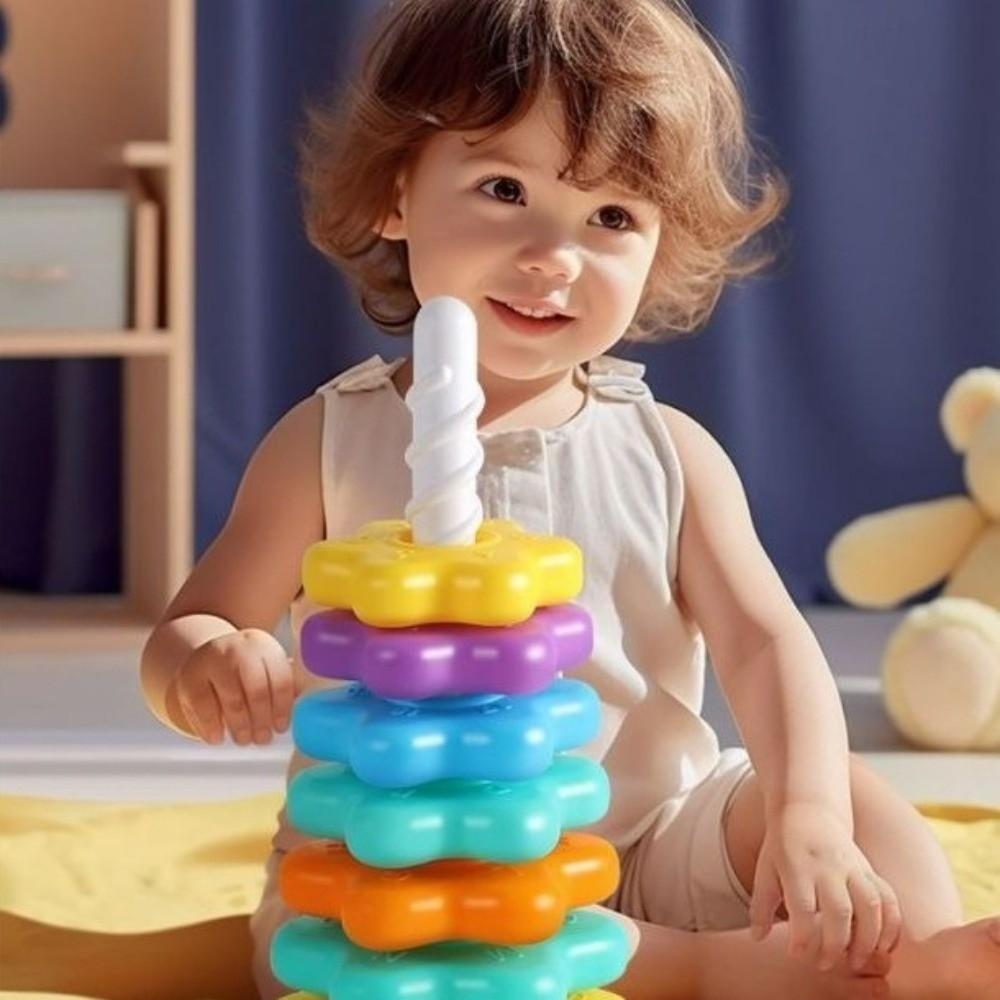 Rainbow Colored Spinning Stacking Toys Stacking Puzzle Baby Stacking Puzzle Kids Gift