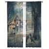 Haunted House Horror Sheer Window Curtains For Living Room Bedroom Modern Voile Tulle Curtains Fabric Drapes For Kitchen