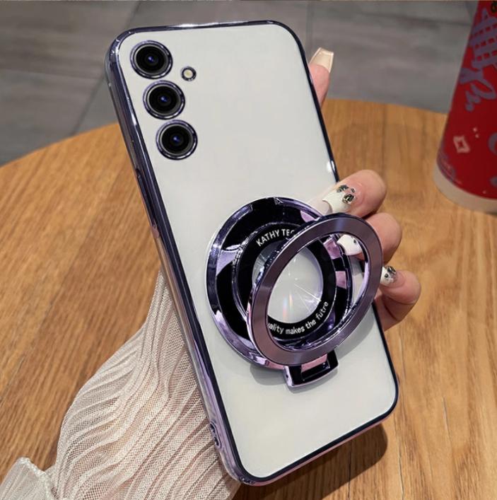 Luxury For Magsafe Wireless Charging Case For iPhone 11 12 13 14 15 Pro Max Plus Glitter Magnetic Ring Bracket Transparent Cover