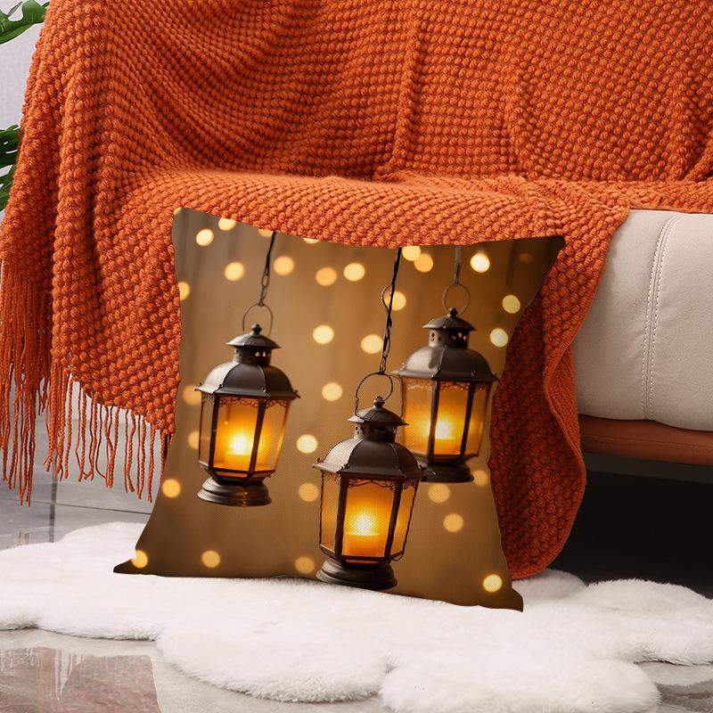 Gold Printed Pillow Case Atmosphere Decoration Oil Lamp Seat Cushion Living Room Home Sofa Pillow