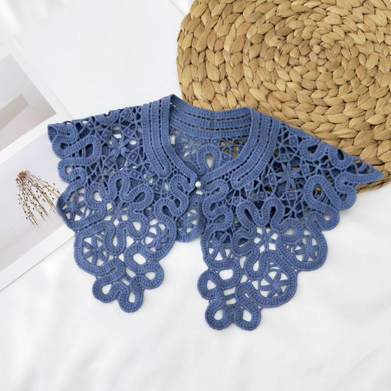 Vintage Shawl O-Neck Doll Fake Collar Shirt Women Hollow Crochet Lace False Collar Detachable Woman Half Shirt Faux  Col