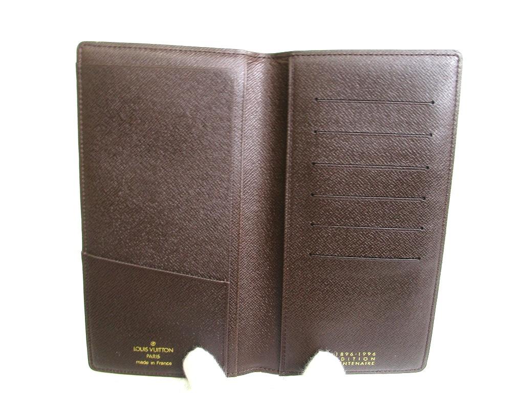 Authentisches LOUIS VUITTON Damier Braun Leder Klappe Scheckbuch Geldschein Portemonnaie #a855 Geöffnete Schachtel
