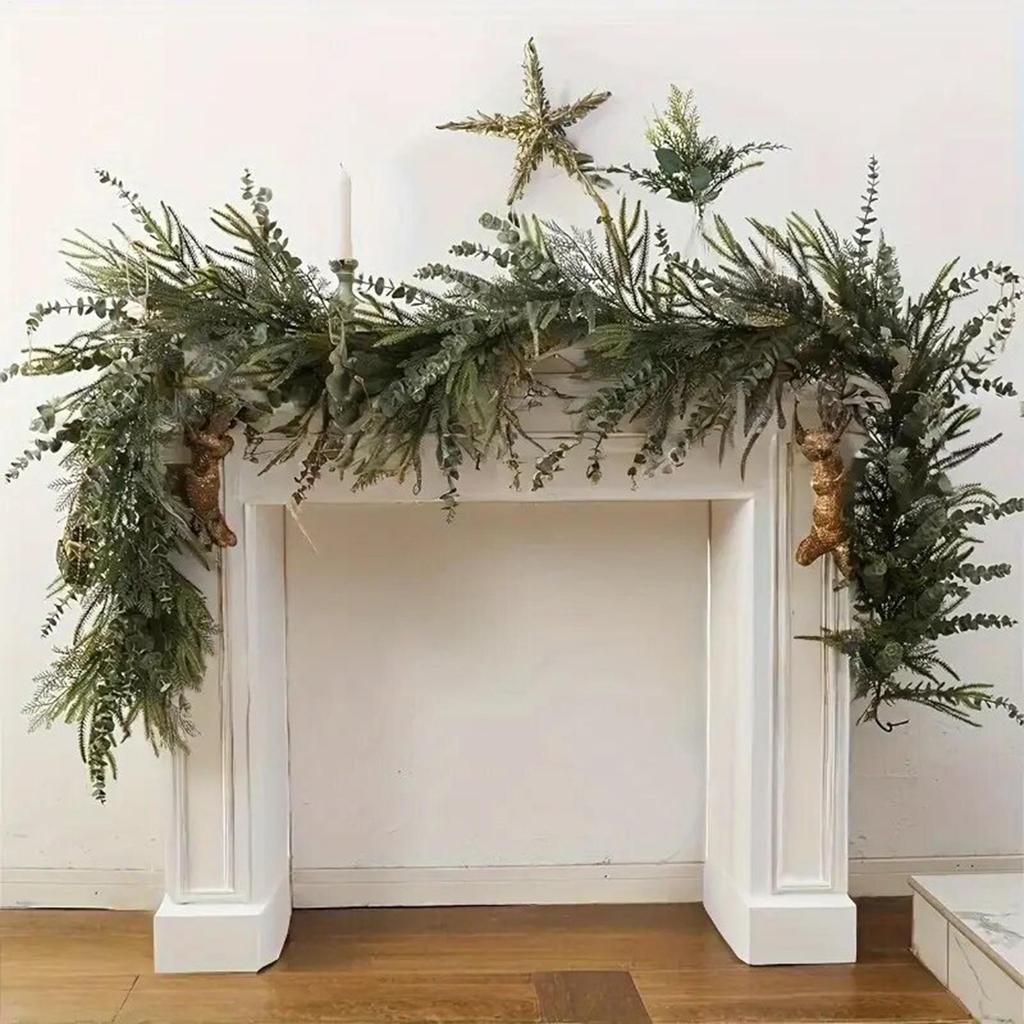 270/180cm Christmas Garland Realistic Winter Christmas Soft Thick Green Indoor Outdoor Greenery Garland for Home Mantel Table