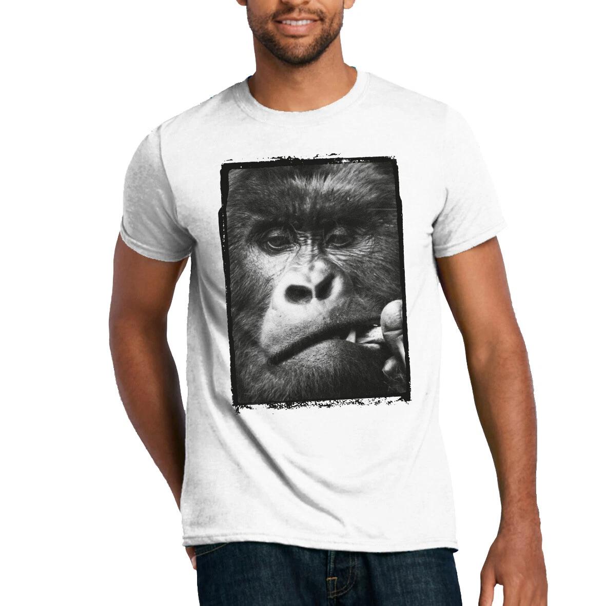 Gorilla T-Shirt Silver Back Gorilla Close Up Monochrome Animals XL