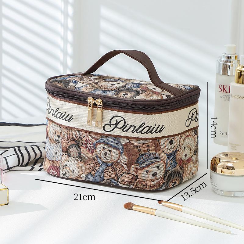 Kompakte Kosmetik- und Kulturtasche mit Cartoon-Bär – perfekt für Reisen