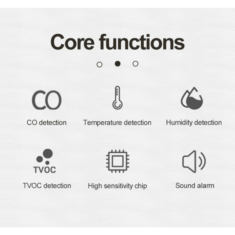 Carbon Monoxide Detector GAS Detector Temperature and Humidity Combustible Gas Detector Multifunctional CO Alarm