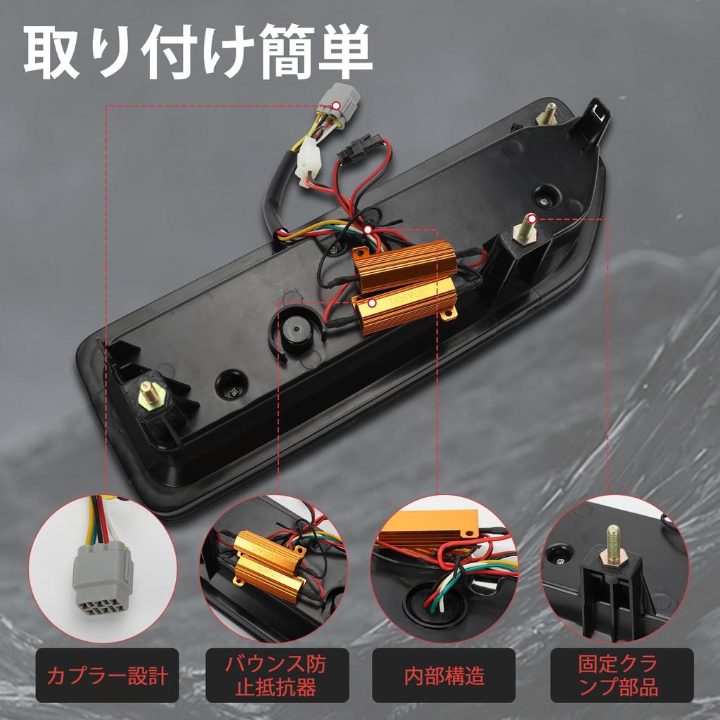 Syncnika Set of 2 LED Tail Lights for Jimny Sierra Custom Genuine Black JB64W/JB74W, Parts, Waterproof, Replacement, Anti-Flash,