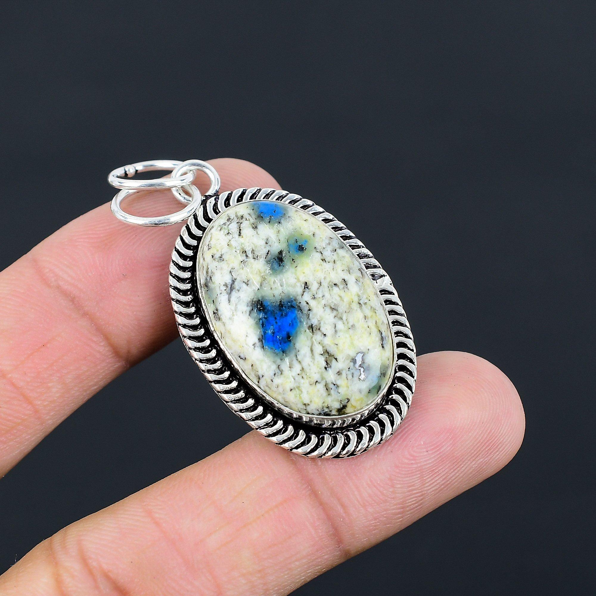 Daughters Day Sale K2 Jasper Gemstone Sterling Silver New Wife Wedding Pendant