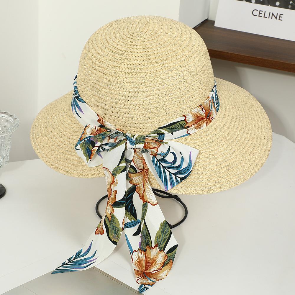 Dames Stro Zonnehoed met Brede Rand - Opvouwbare Strand- & Vakantiehoed