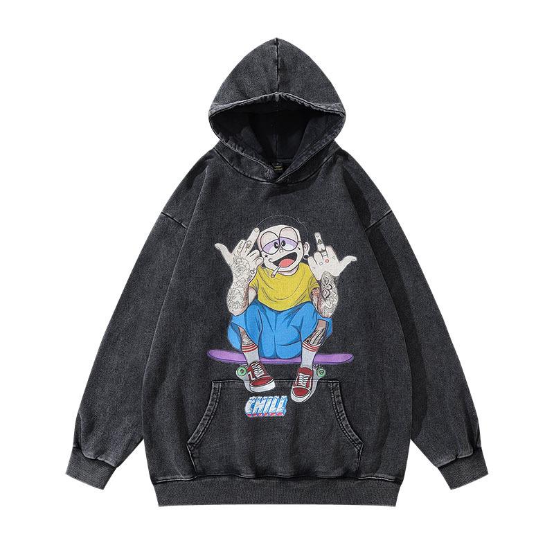 American Street Trendy Brand Y2K Cartoon Print Hoodie Men'S And Women'S Oversize Vintage Style Hoodie