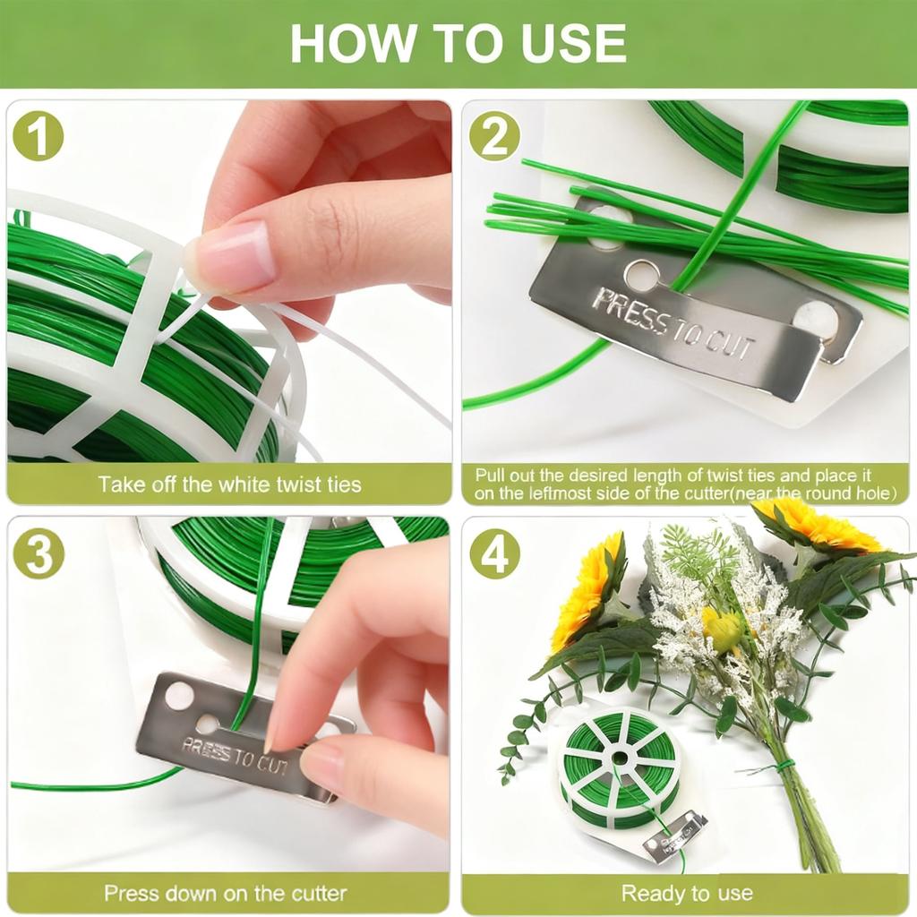 1 Rolle 100 m, multifunktionaler Kunststoff-Stahl-Twist-Krawatte, stabiler, wiederverwendbarer Stützgurt für Gartenblumenpflanzen