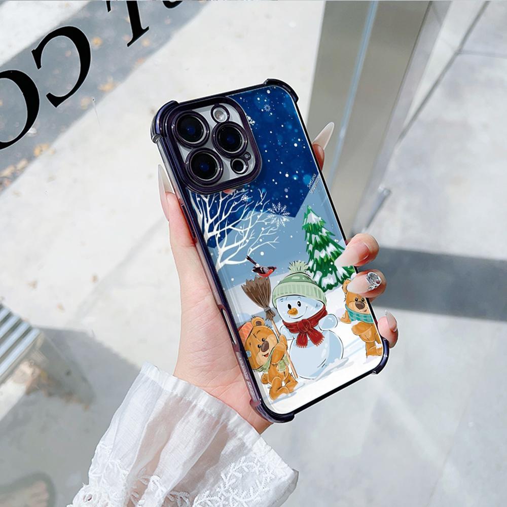 Ae108 Happy New Year Merry Christmas Electroplated TPU Phone Cases for Xiaomi 11 Lite Redmi Note 13 Pro 12C 9S 14C Huawei Four Corner Protection Cover