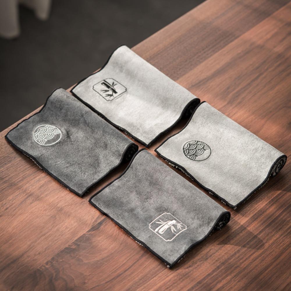 4 Pcs/Set Water Absorption Vintage Tea Towel Double-sided Tea Table Pad Comfortable To The Touch