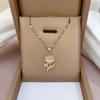 Light Luxury Micro-Inlaid Real Gold Fox Opal Necklace Women'S New Collarbone Chain Light Luxury Niche Design Sense