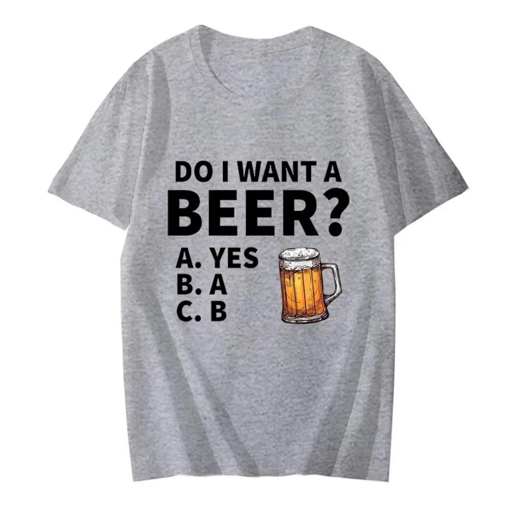 Will ich ein Bier Herren T-Shirt Hochwertige T-Shirts Sommer Übergroße Kurzarm Kleidung Brink Bier Streetwear Mode Tops