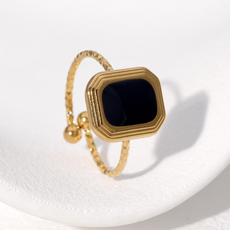 French Chic Retro Stainless Steel Open Ring: Classic Luxury Style Jewelry