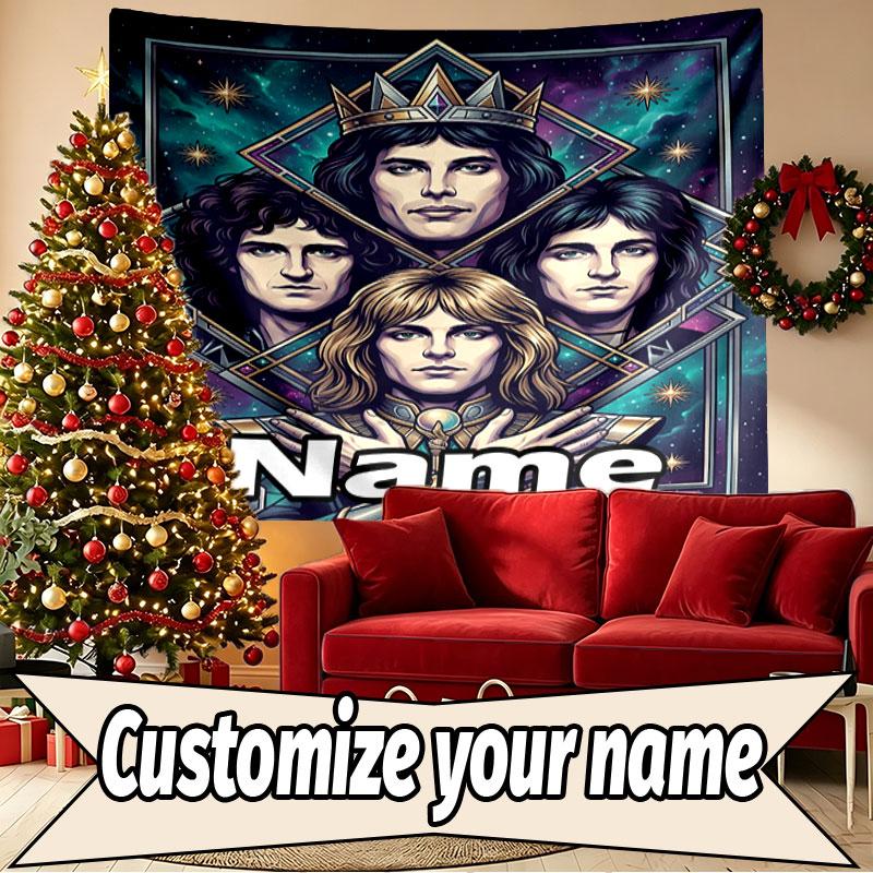 Custom Name Personalized Queen (band) Print Tapestry, Wall Art Decor, Bedroom, Dorm, Apartment, LivingRoom, Party Backdrop, Gift for Birthday