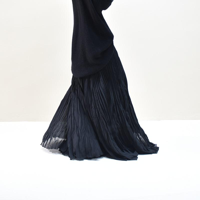 2025 Eleganter Chiffon-Midikleid mit 6 Meter breitem Saum für Damen, A-Linie, für Frühling/Sommer