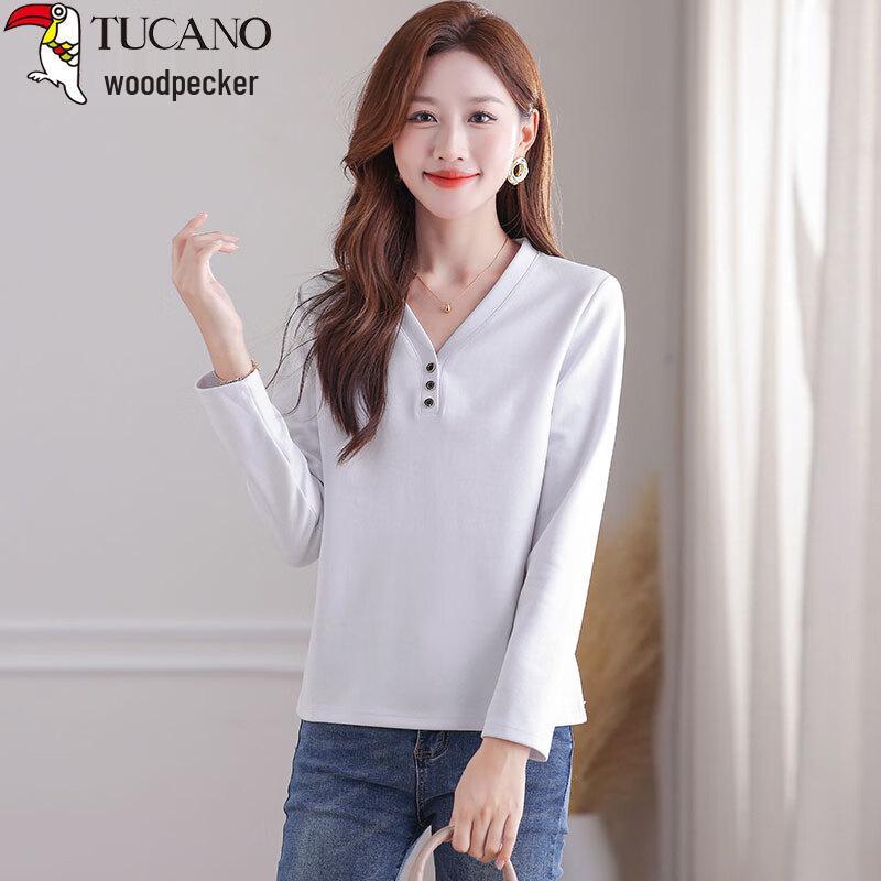 Woodpecker Women s V-Neck Long Sleeve T-Shirt 3XL