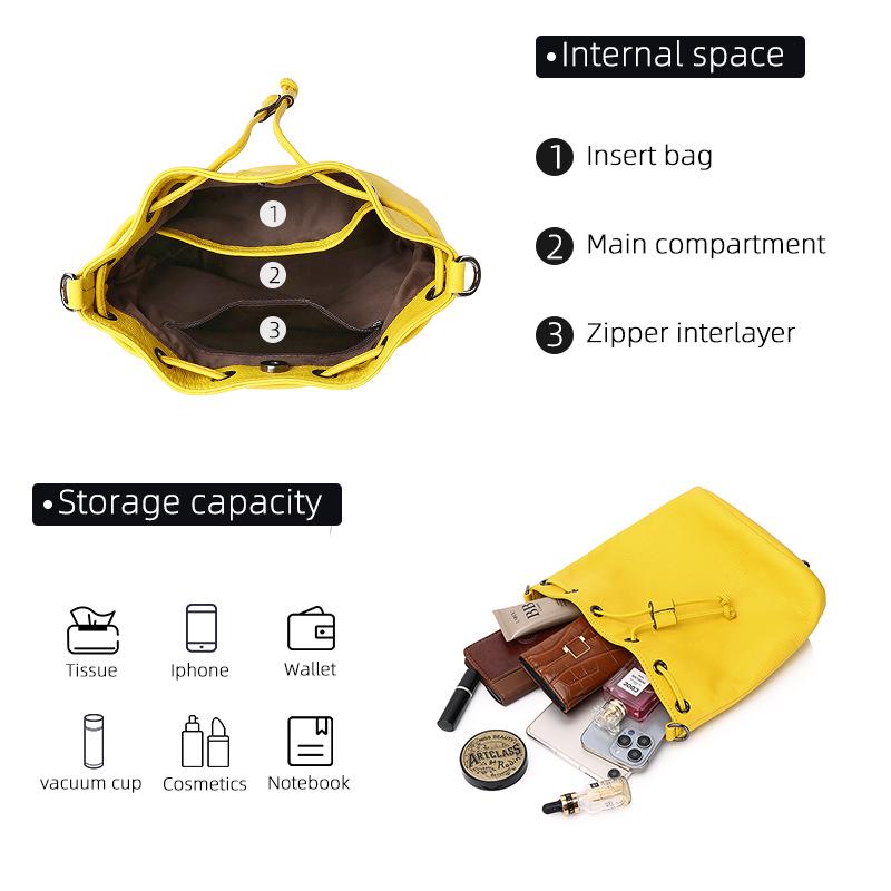 2024 Autumn-Winter Women's Fashion Drawstring Bucket Bag - Retro Single Shoulder Crossbody Commute Bag