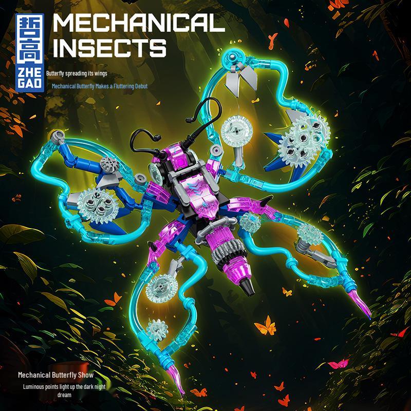 ZheGao Educational Building Blocks: Luminous Mechanical Insect Model Toy for Boys