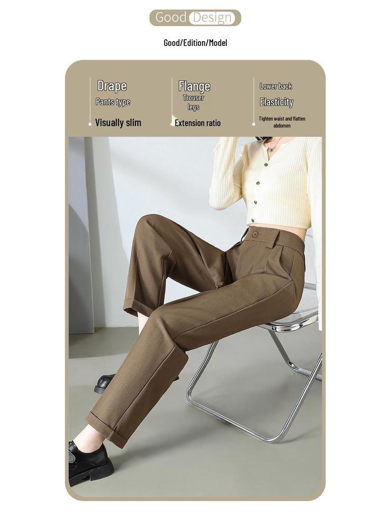 Costume Pantalon Harem Taille Haute pour Femme - Pantalon Cigarette Droit Décontracté Printemps/Été