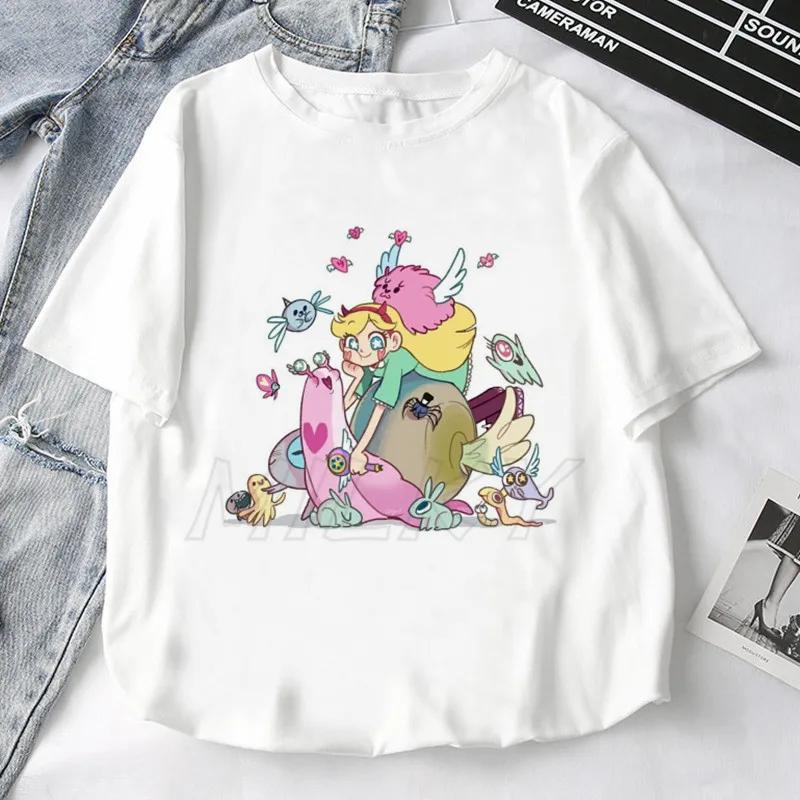 Fashion Retro Star Vs. The Forces of Evil Cartoon Anime T-shirt Summer Short Sleeve Women T Shirts 2025 Couple Tee Tops Clothes