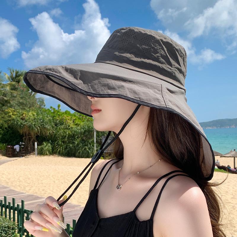 Summer Outdoor Sun Hat Children Large Brim Shawl Neck Protector Quick Drying Waterproof Bucket Hat Mountaineering Fishing Sun Protection Hat