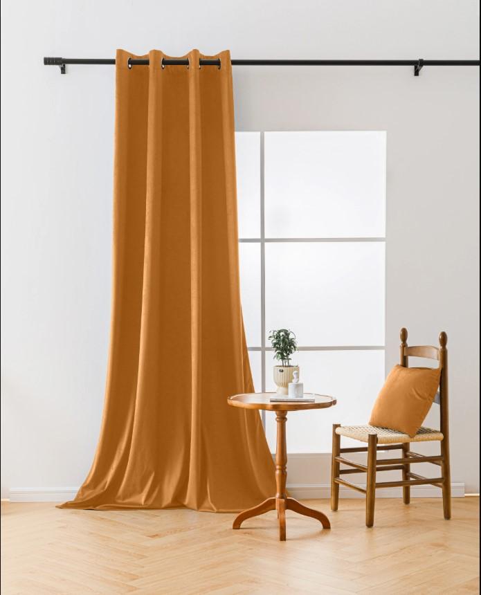 Velvet Curtain with Eyelets 140x250 Burly Wood Blackout