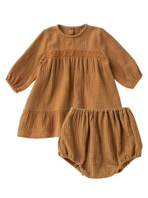 ANGELIEBE Original Baby Clothes Double Gauze with Lace Matching Dress Bloomer Baby Long 51157365 Set, Trim, Mother-Child & Set, Girl, Sleeves,