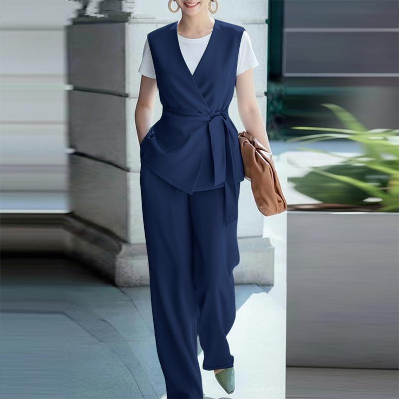 ZANZEA Women Sleeveless Vest Tops and Pants Casual Two Piece Suit Sets