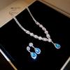 Crystal Tears Silver Necklace with Zircon Water Drop Pendant - Elegant Fashion Clavicle Chain