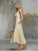 Lapel Button Closure Sleeveless Solid Color Women's Dress