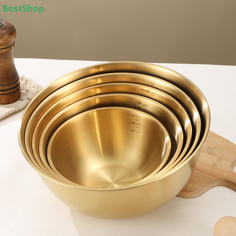 3 Stück/Set Koreanische Salatschüssel aus Edelstahl Kalte Nudelschüssel Multifunktionale Kochschüssel Nudelschüssel Runde Goldene Silberne Schüssel