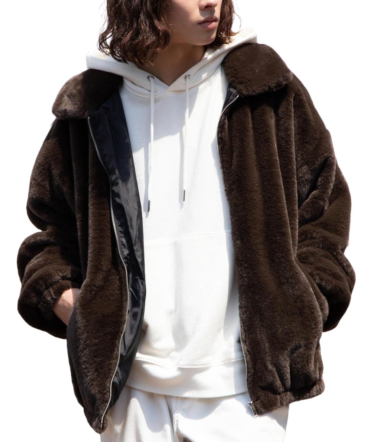 

WEGO Коричневий блузон зі штучного хутра, Середній,