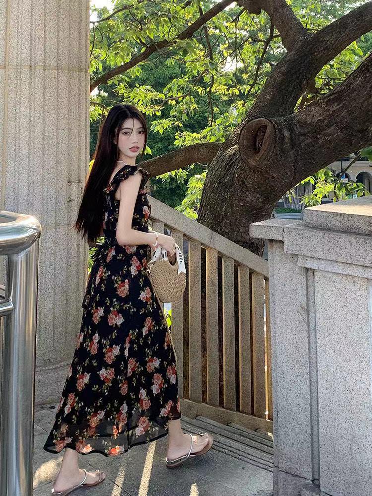 Women's Summer 2024 French-Inspired Seaside Long Dress