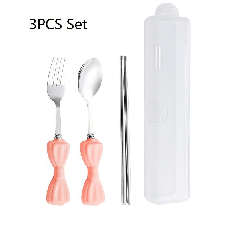 Pink Bowknot Handle Stainless Steel Spoon, Fork, And Chopsticks Set-Cute Dessert Spoons, Colorful Tableware for Coffee, Tea