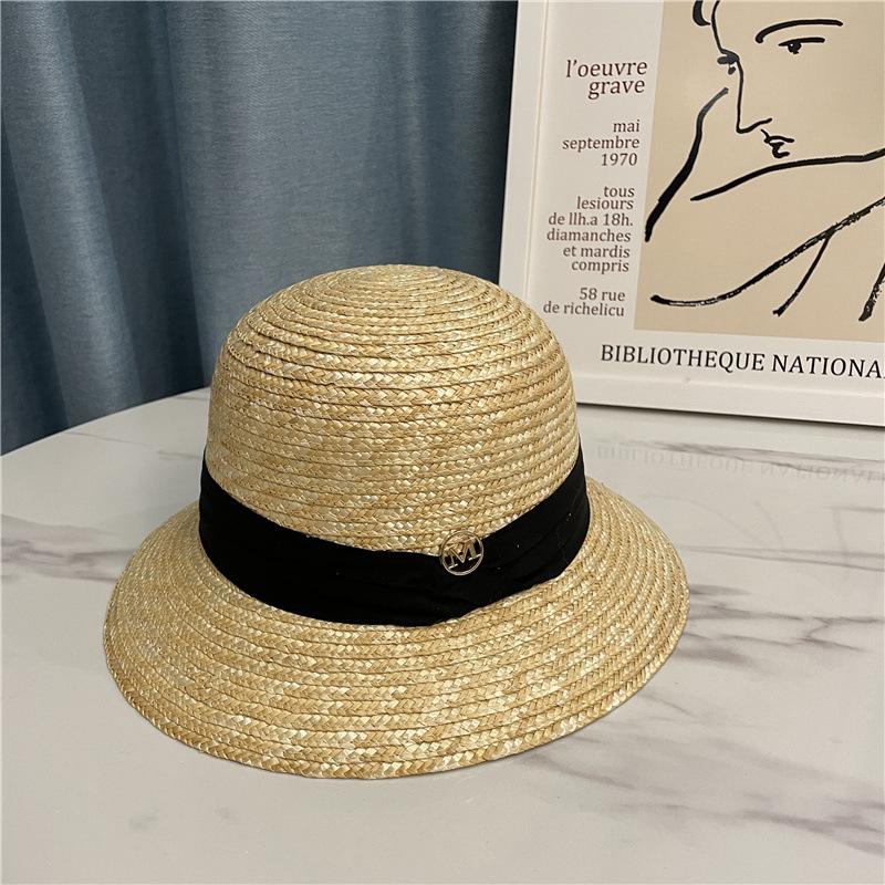 Dome Short Edge Straw Hat Female Audrey Lampshade Bell Hat Summer Shade Basin Hat Top Hat