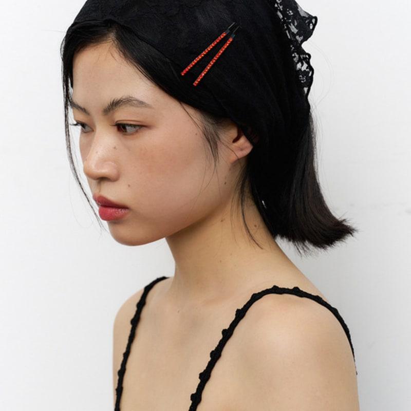geegee flower lace hair bandana - black