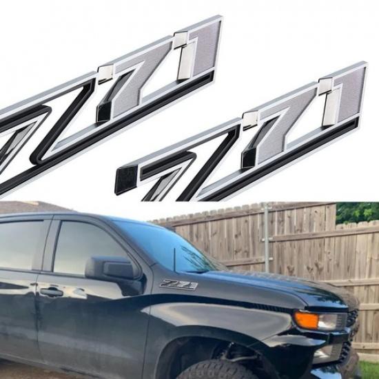 2X -2024 Chrome Black For Silverado Z71 Emblem Fender Side