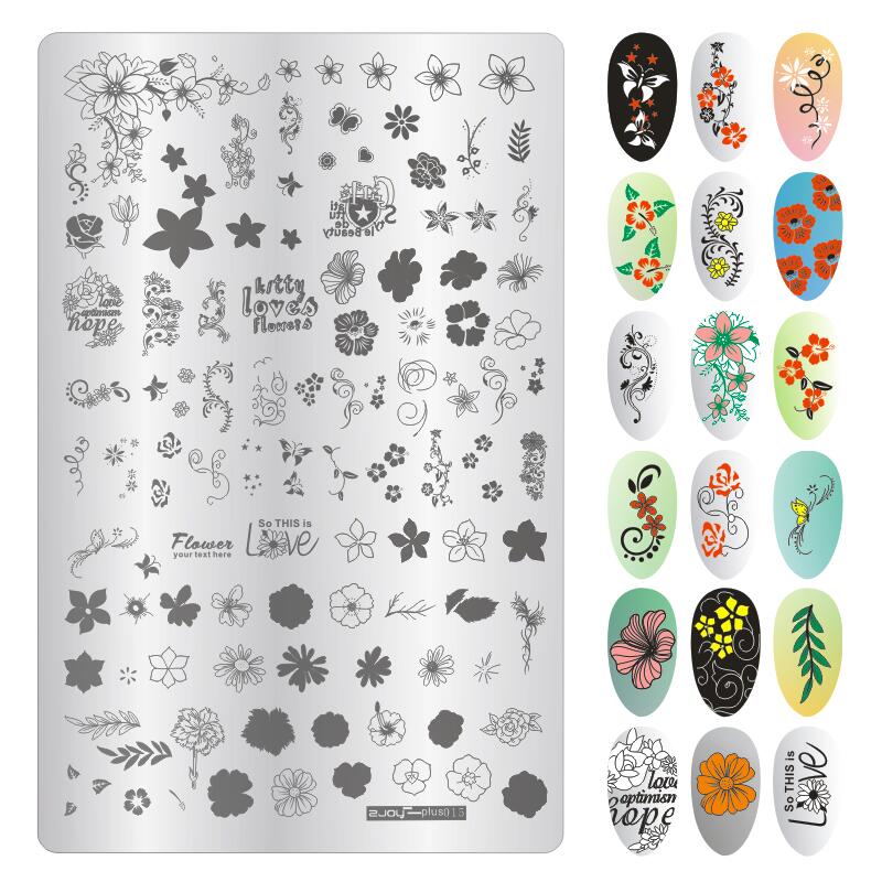 9.5X14.5cm Big Size Nail Stamping Plates Flower/Geometric Designs Nail Art Template For DIY Nail Decor 5.6cm round Stamper Plate