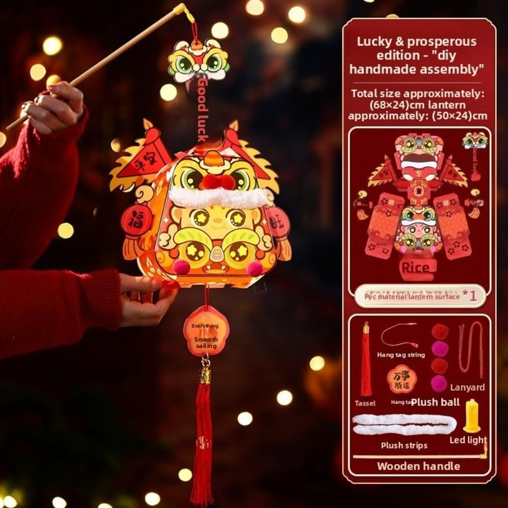 

Lion Dance Children s Lantern Rotating Chinese New Year Lantern Glowing Windmill Lantern Festive Great Fortune