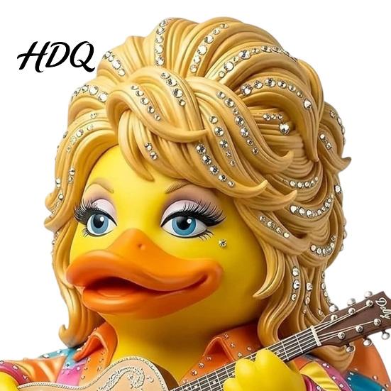 Small Desktop Display Piece Parton Memorial Duck Dolly Duck Figurine Country Music Statue Guitar-Themed Blonde Hair Musician Ornament Decorative