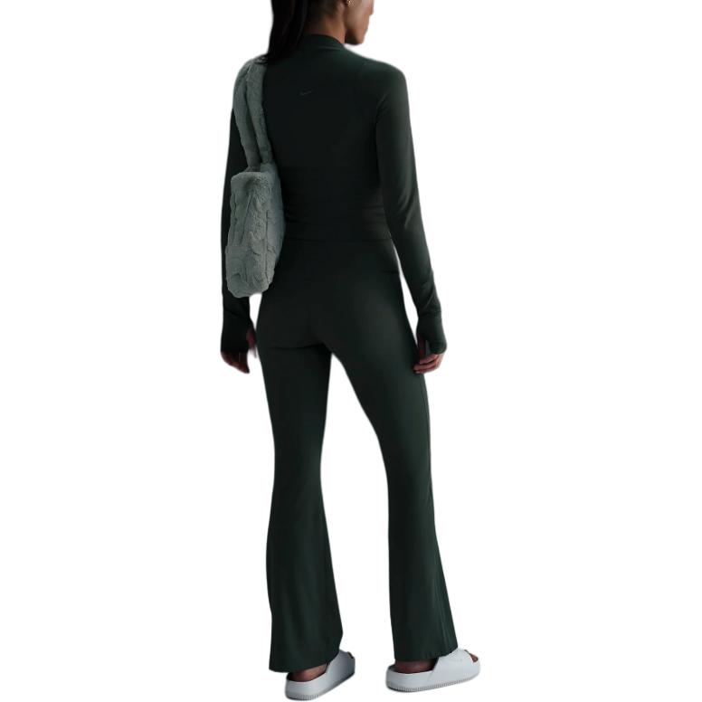 Nike Zenvy High-Waisted Flared Solid Color Sports Trousers Women Bottoms Vintage-Green Black FV7922338