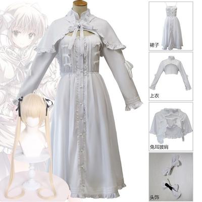 Anime Yosuga No Sora Kasugano Sora Lolita blanc Cosplay perruque lapin poupée robe douce dame filles Halloween fête nouveau